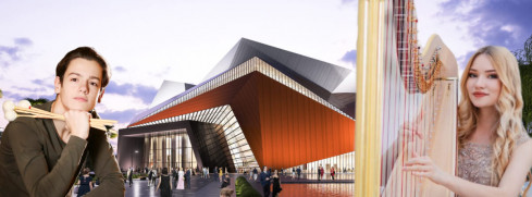 Андрей Тарануха (ударные инструменты), Екатерина Дворецкая (арфа)