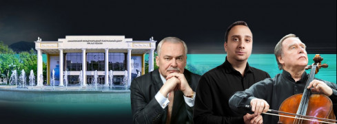 Николай Буров (чтец), Мирослав Култышев (фортепиано), Сергей Ролдугин (виолончель)